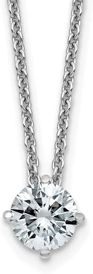 stylish pinch longing superior ordinary 5.0mm Round Pure Light Moissanite Solitaire Necklace 18 14K White Gold 