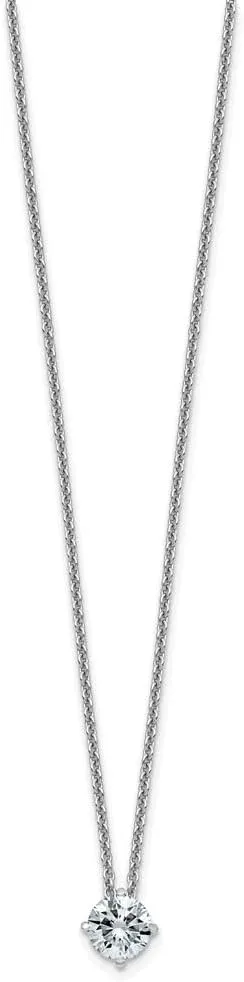 stylish pinch longing superior ordinary 5.0mm Round Pure Light Moissanite Solitaire Necklace 18 14K White Gold 