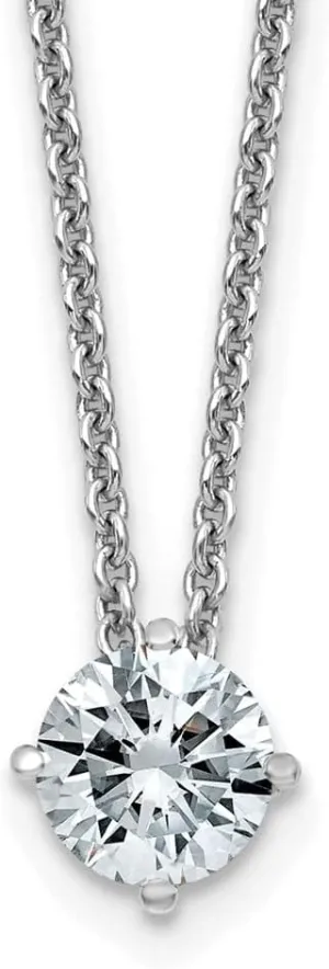 stylish pinch longing superior ordinary 5.0mm Round Pure Light Moissanite Solitaire Necklace 18 14K White Gold 