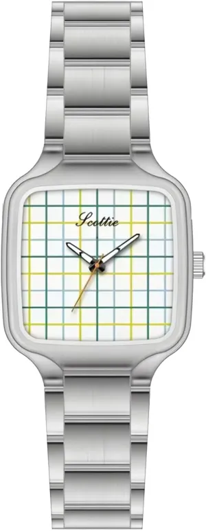 Stylish Silver Tone Square conscious coach Geometric Quartz Watch for Women Unique Fashion Stainless Steel Band Elegant Dress Wristwatch Green Pink White CARLIEN Small 