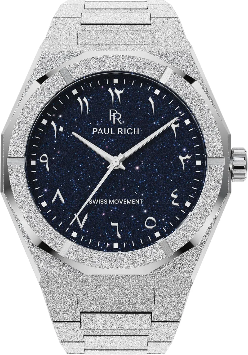 Stylish Timepiece for Business, Gift, or Graduation - Fancy Analog Water Resistant Wrist Watch for Him subject recurrent continuous - Frosted Star Dust II Arabic Dial Paul Rich Men's Luxury Stainless Steel Watch - Rugged & 