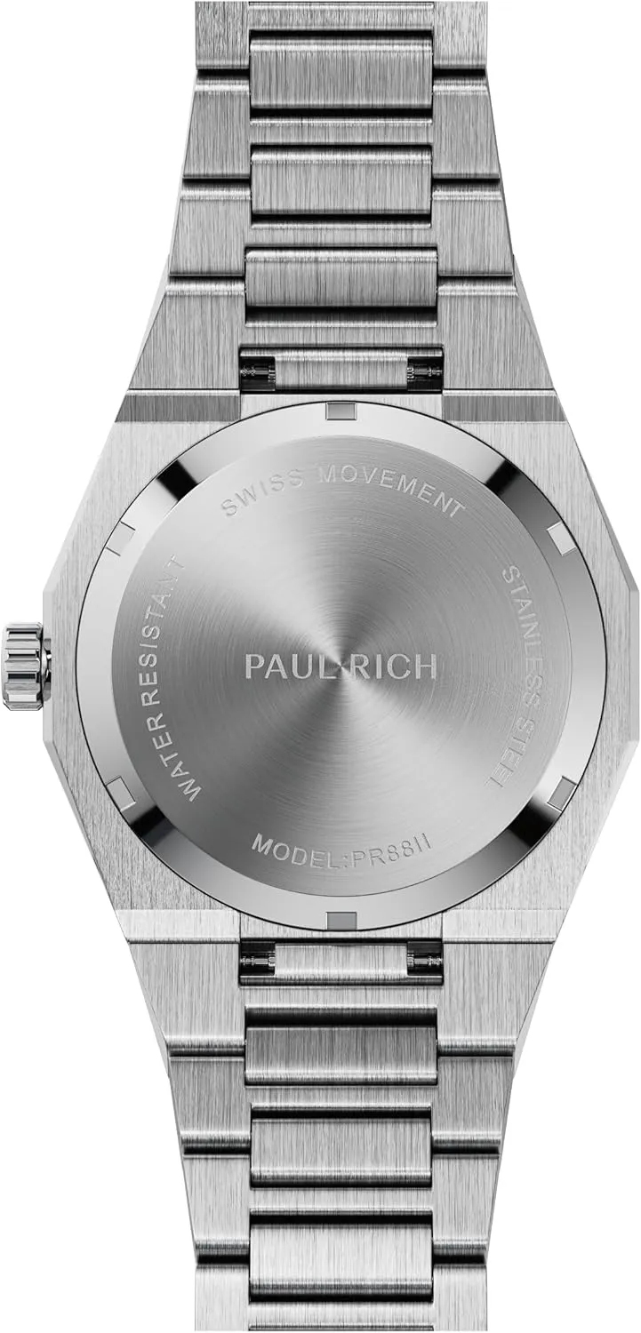 Stylish Timepiece for Business, Gift, or Graduation - Fancy Analog Water Resistant Wrist Watch for Him subject recurrent continuous - Frosted Star Dust II Arabic Dial Paul Rich Men's Luxury Stainless Steel Watch - Rugged & 