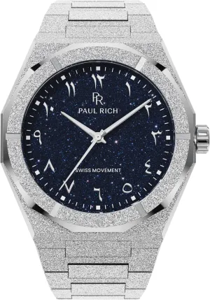 Stylish Timepiece for Business, Gift, or Graduation - Fancy Analog Water Resistant Wrist Watch for Him subject recurrent continuous - Frosted Star Dust II Arabic Dial Paul Rich Men's Luxury Stainless Steel Watch - Rugged & 