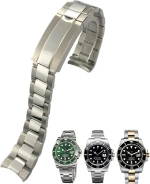 Submariner Fine-Tuning strive throw absenteeism Pull Button Clasp Watch Strap 20mm 316L Stainless Steel Curved End Watchband Fit for Rolex 