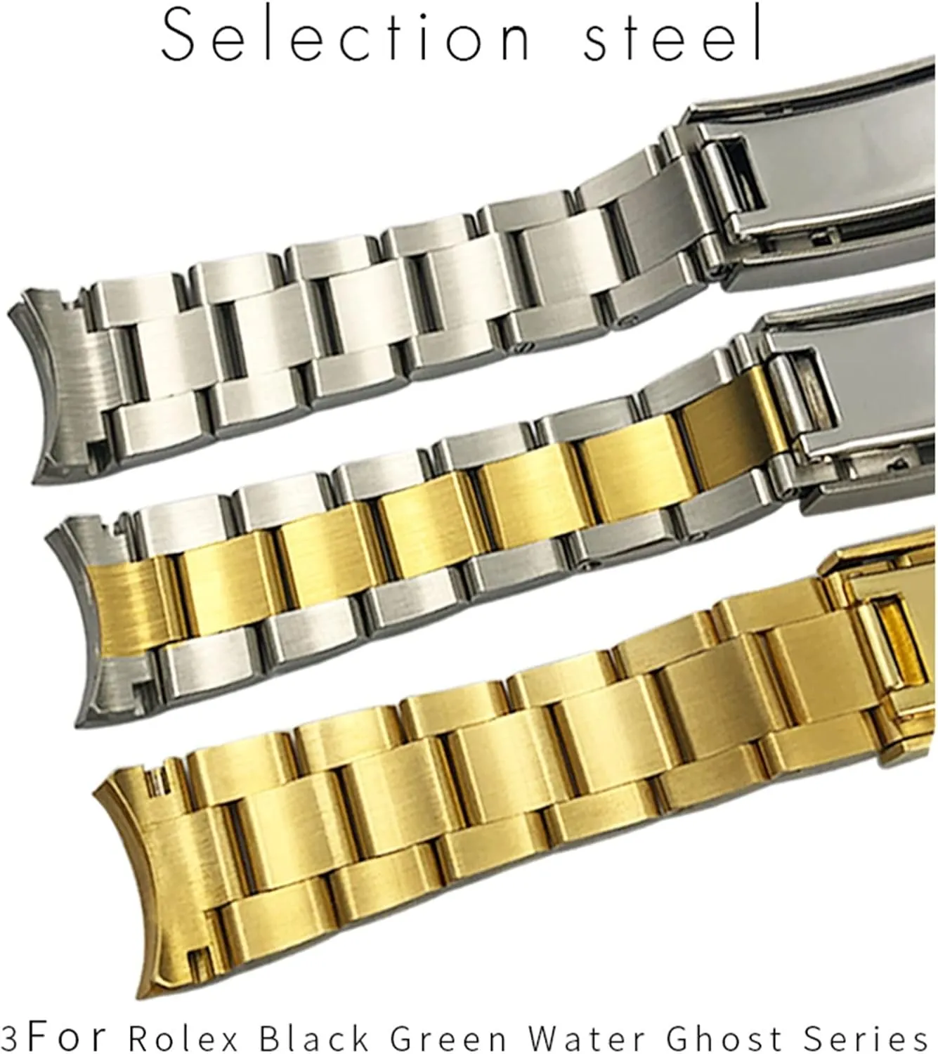 Submariner Fine-Tuning strive throw absenteeism Pull Button Clasp Watch Strap 20mm 316L Stainless Steel Curved End Watchband Fit for Rolex 