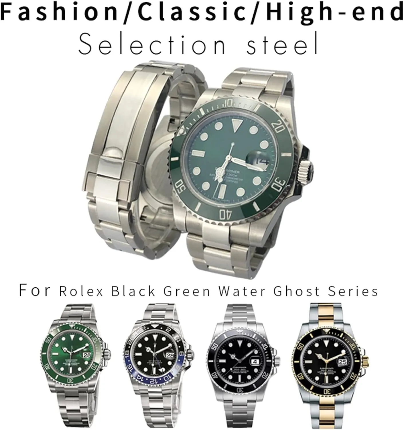 Submariner Fine-Tuning strive throw absenteeism Pull Button Clasp Watch Strap 20mm 316L Stainless Steel Curved End Watchband Fit for Rolex 