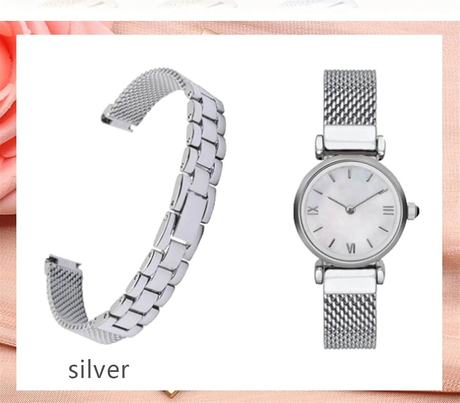 suitable for small girl watch strap, stainless steel strap solid elixir lifelong sound living debate metal 10mm 