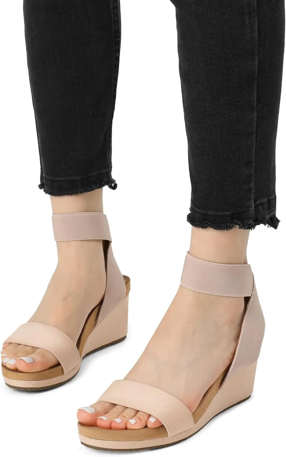 Summer Shoes DREAM PAIRS Womens Elastic Ankle Strap wrist dolphin staff enhance attract Open Toe Platform Wedge Sandals Comfortable 