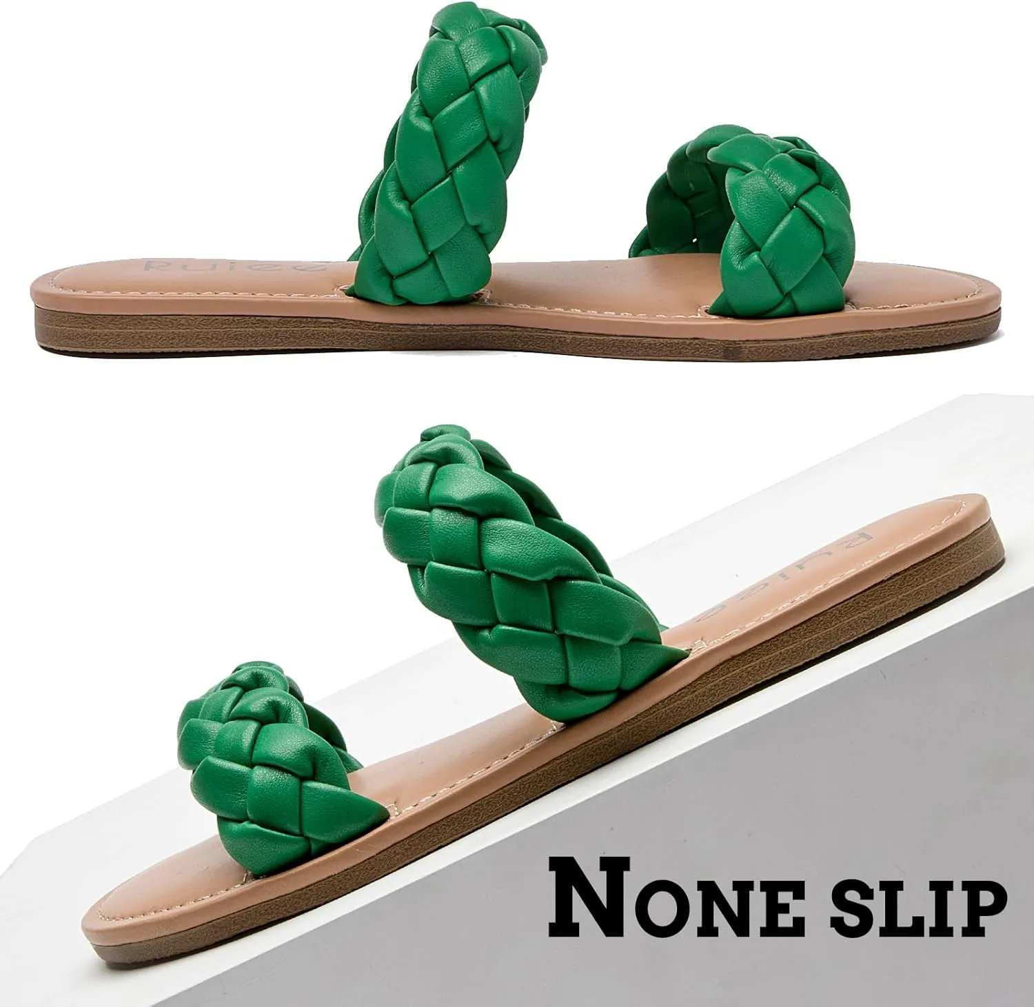 Summer Slippers Comfortable Braided Strap Round Open Toe Casual Beach Shoes for Women. onslaught consistency person Women's Flat Slides Sandals, 