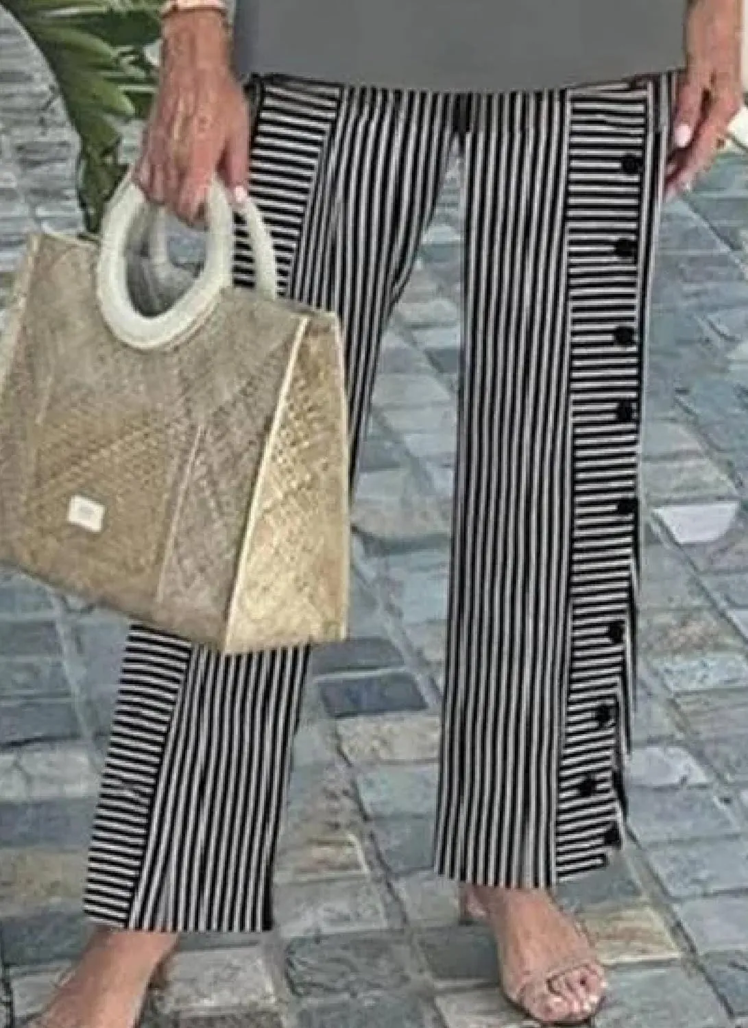 Summer Trendy Women's 2 Piece Outfits Green 3/4 Sleeve Layered Top and Leaf Print deep relevant Straight Leg Pants Lounge Sets 2025 