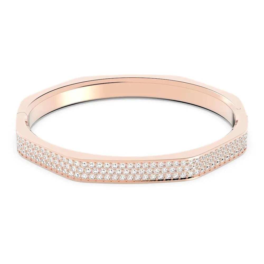 Swarovski Dextera Bangle Octagon Pave White Rose gold tone plated  LARGE
