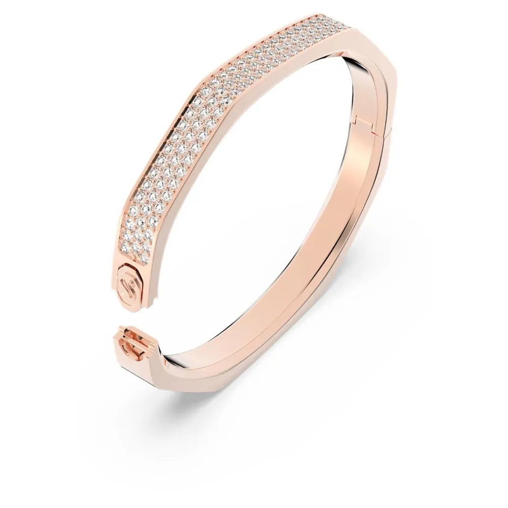 Swarovski Dextera Bangle Octagon Pave White Rose gold tone plated  LARGE