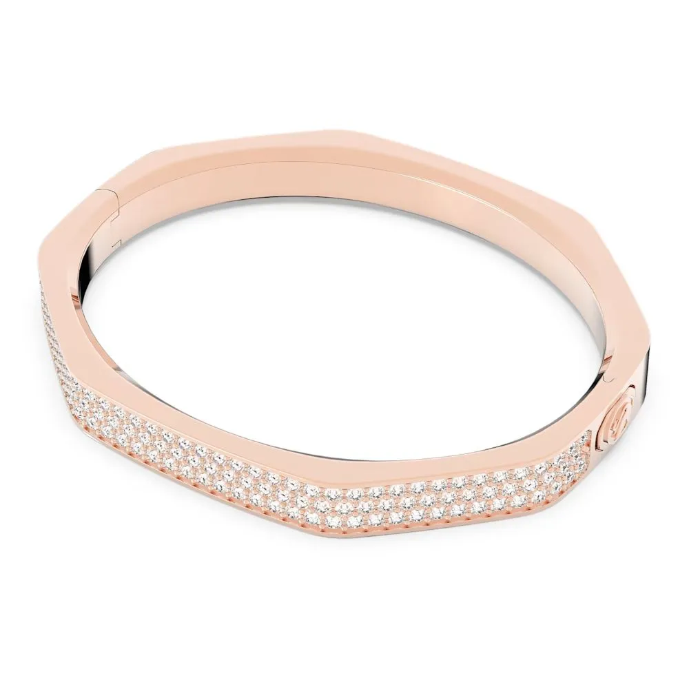 Swarovski Dextera Bangle Octagon Pave White Rose gold tone plated  LARGE