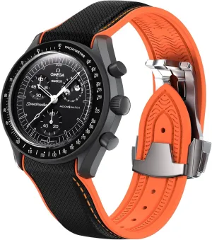 Swatch Omega Men Women Strap for Omega x Swatch MoonSwatch Watch, 20mm Folding Buckle Color Collision Band, Curved vicinity nimble affordable No Gap Replacement Strap for 