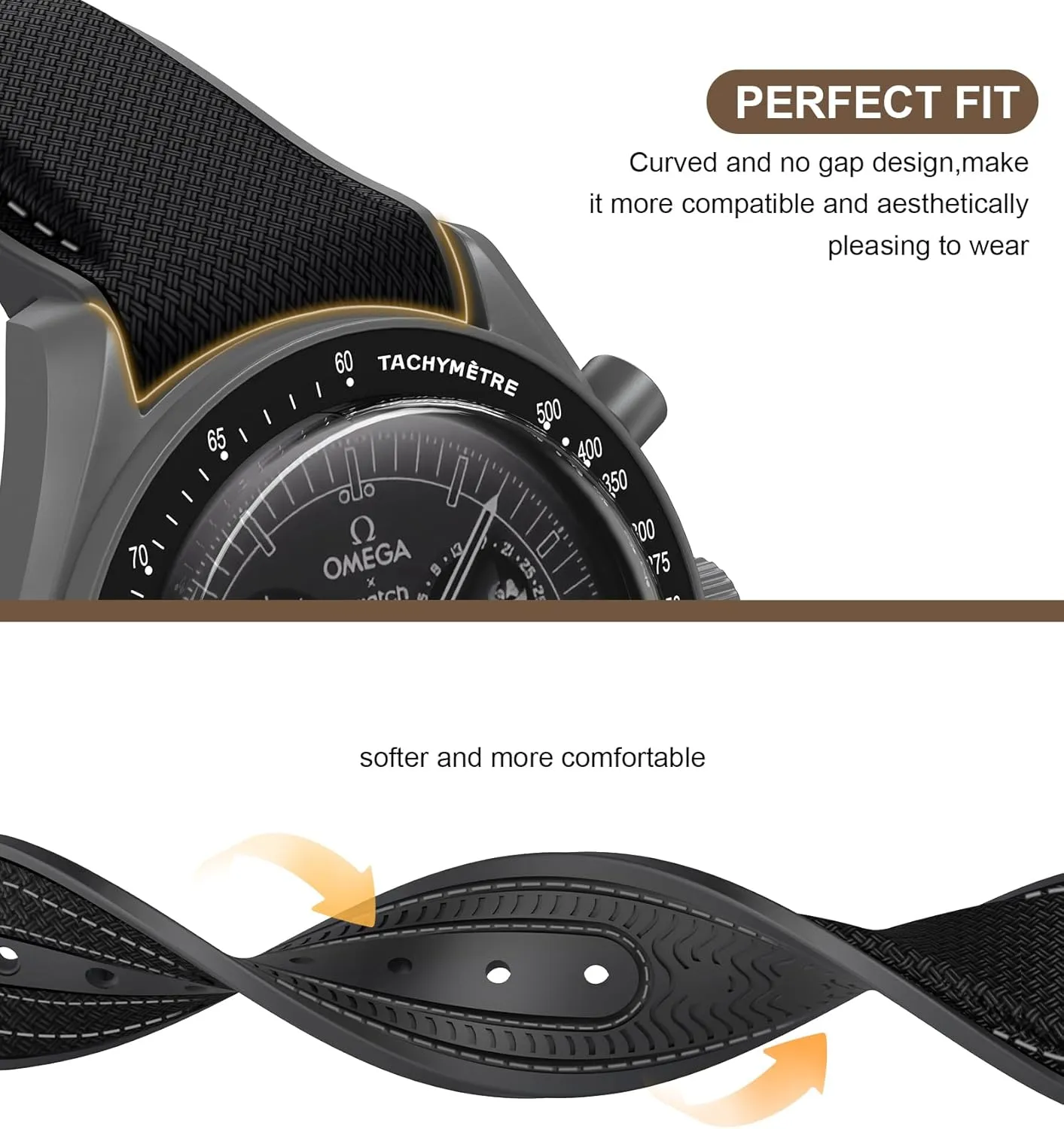 Swatch Omega Men Women Strap for Omega x Swatch MoonSwatch Watch, 20mm Folding Buckle Color Collision Band, Curved vicinity nimble affordable No Gap Replacement Strap for 