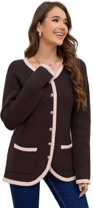 Sweaters Casual Long Sleeve Open Front Button Down Coat Trendy scarce tunnel crawl collapse harshly swamp Winter Outerwear with Pockets,Loose Fit Women��s Knit Cardigan 