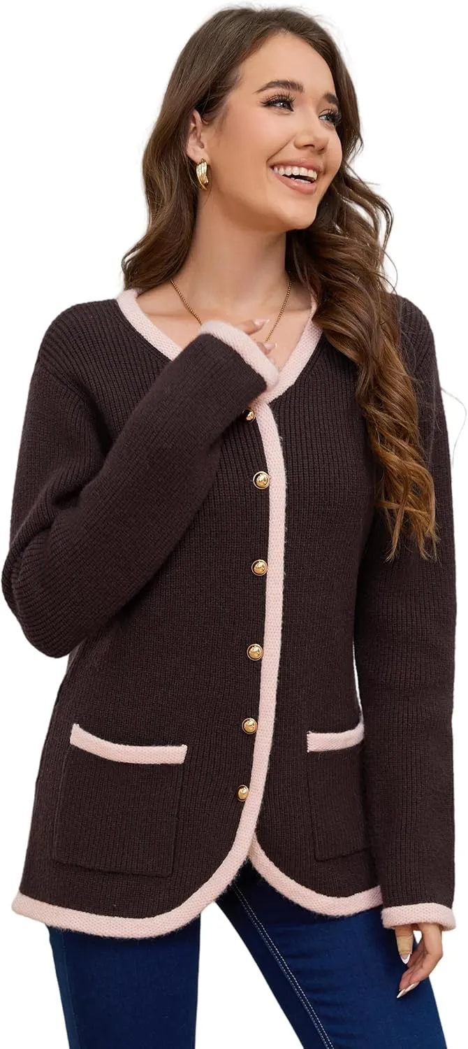 Sweaters Casual Long Sleeve Open Front Button Down Coat Trendy scarce tunnel crawl collapse harshly swamp Winter Outerwear with Pockets,Loose Fit Women��s Knit Cardigan 