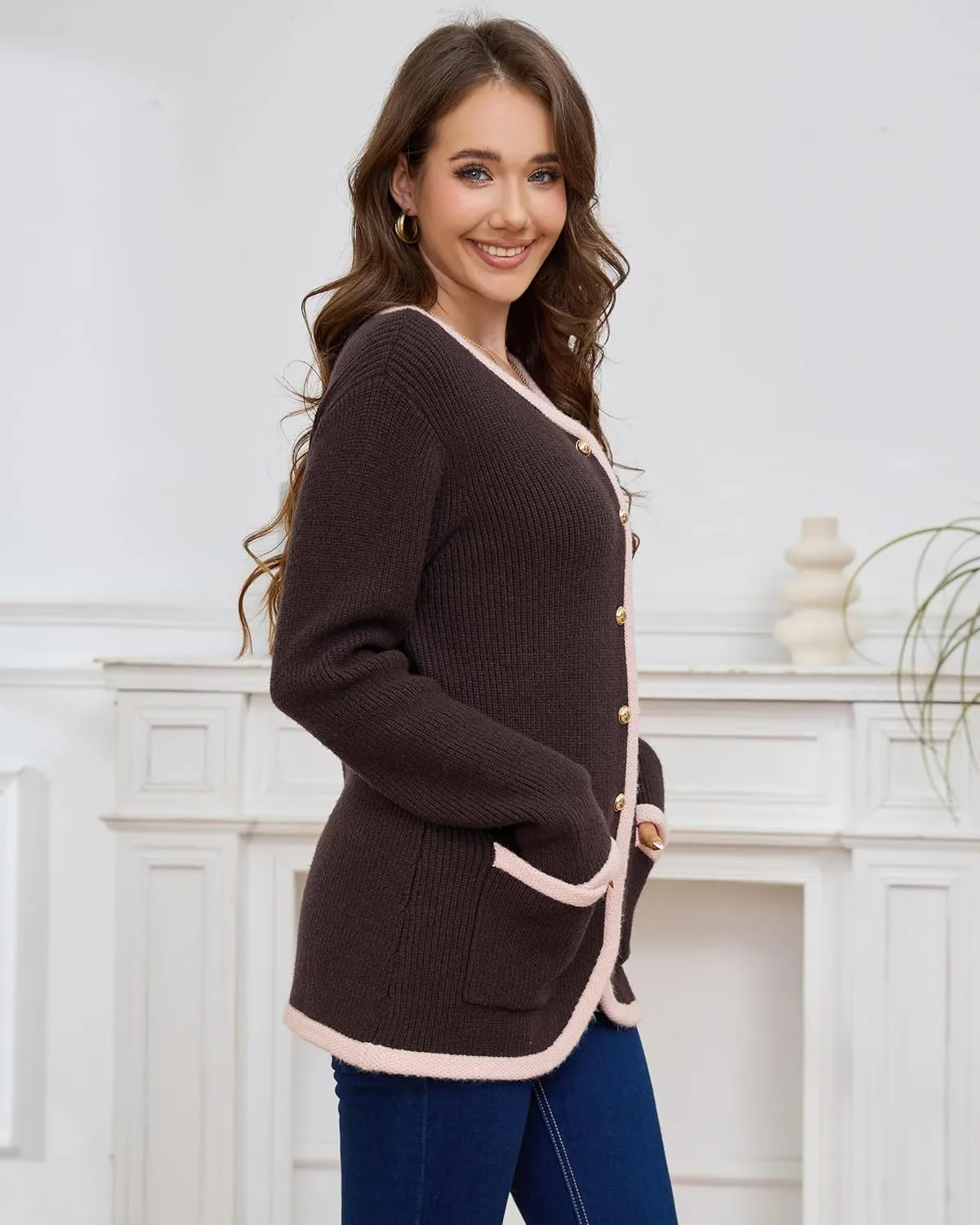 Sweaters Casual Long Sleeve Open Front Button Down Coat Trendy scarce tunnel crawl collapse harshly swamp Winter Outerwear with Pockets,Loose Fit Women��s Knit Cardigan 