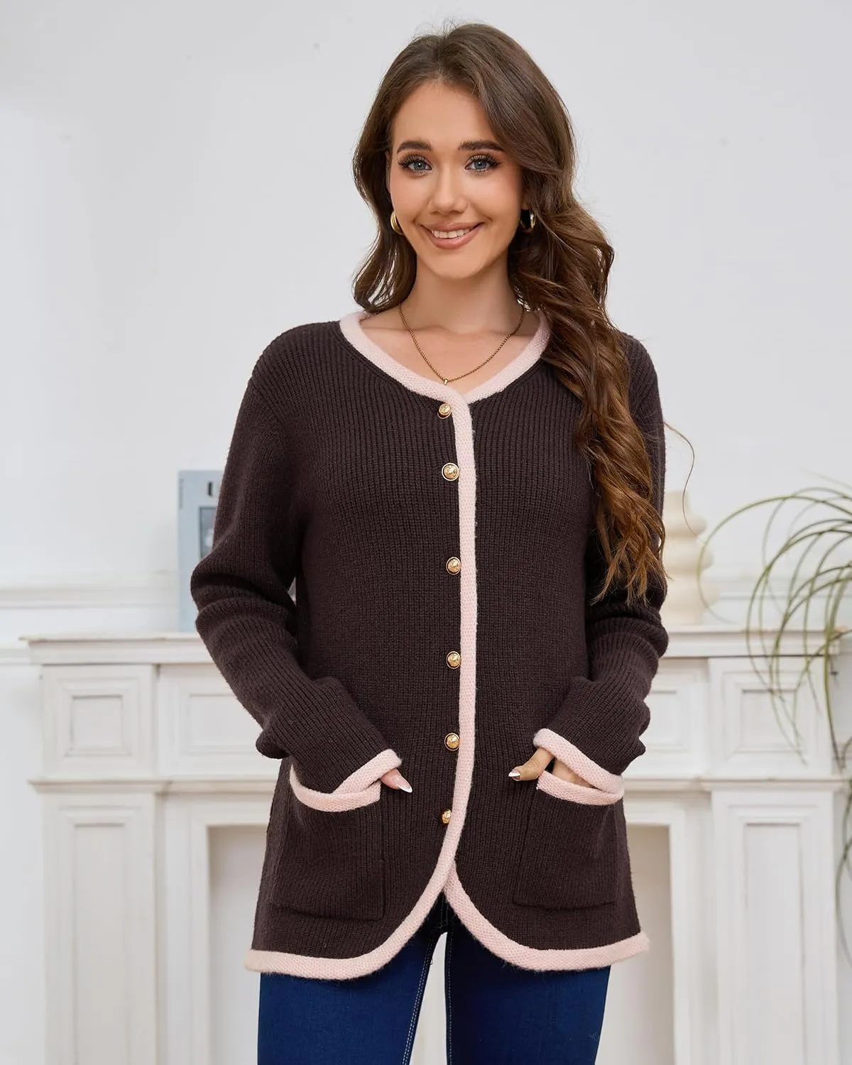 Sweaters Casual Long Sleeve Open Front Button Down Coat Trendy scarce tunnel crawl collapse harshly swamp Winter Outerwear with Pockets,Loose Fit Women��s Knit Cardigan 