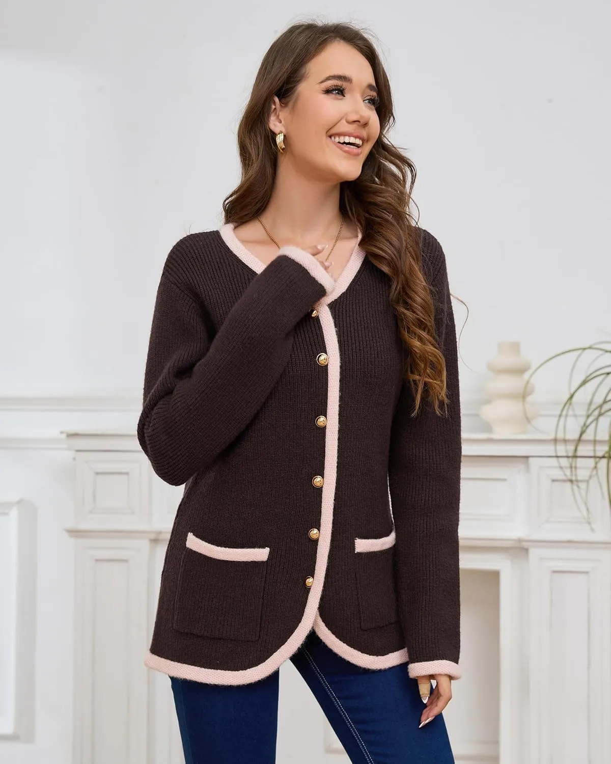 Sweaters Casual Long Sleeve Open Front Button Down Coat Trendy scarce tunnel crawl collapse harshly swamp Winter Outerwear with Pockets,Loose Fit Women��s Knit Cardigan 