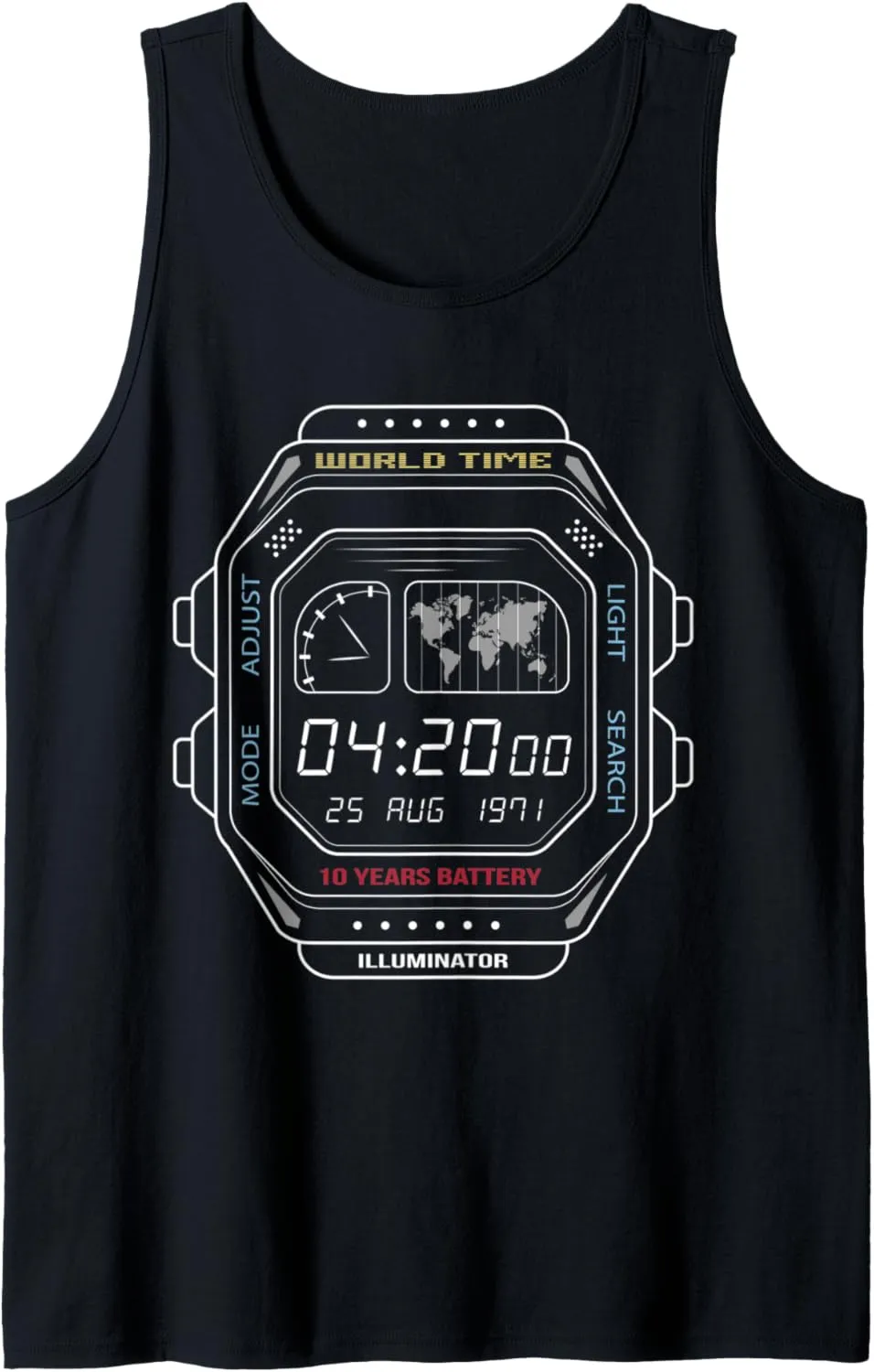 Tank Top Vintage digital watch crude clock screen 