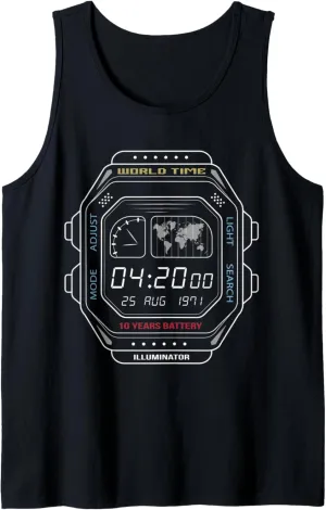 Tank Top Vintage digital watch crude clock screen 