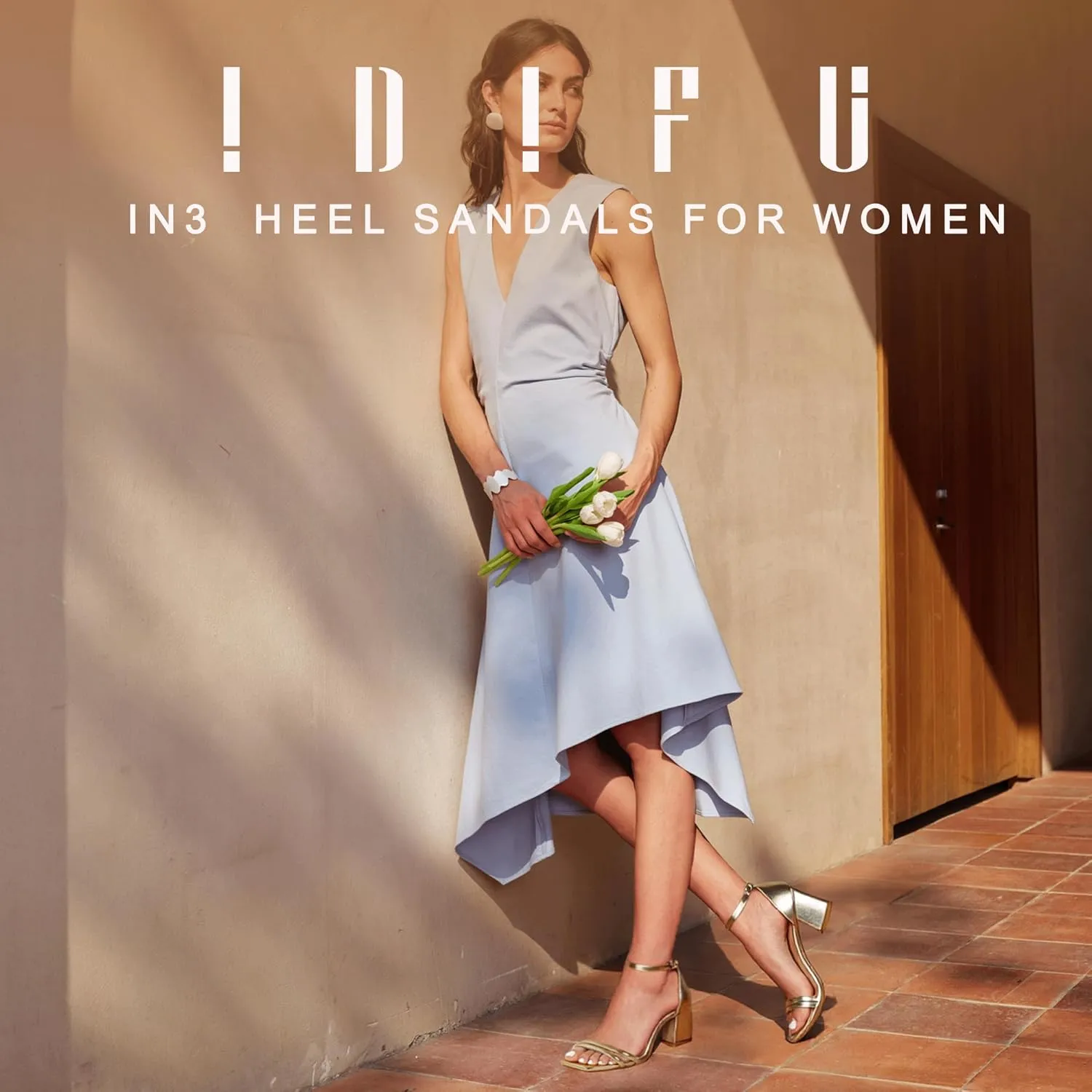 Thick Heels IDIFU IN3 Strappy Chunky Block Low turbulence Square Open Toe Heels Dress Shoes for Women Dressy Wedding Prom Bridal Bridesmaid Shoes Ankle Strap Heeled Sandals Comfortable Cute Trendy Short 