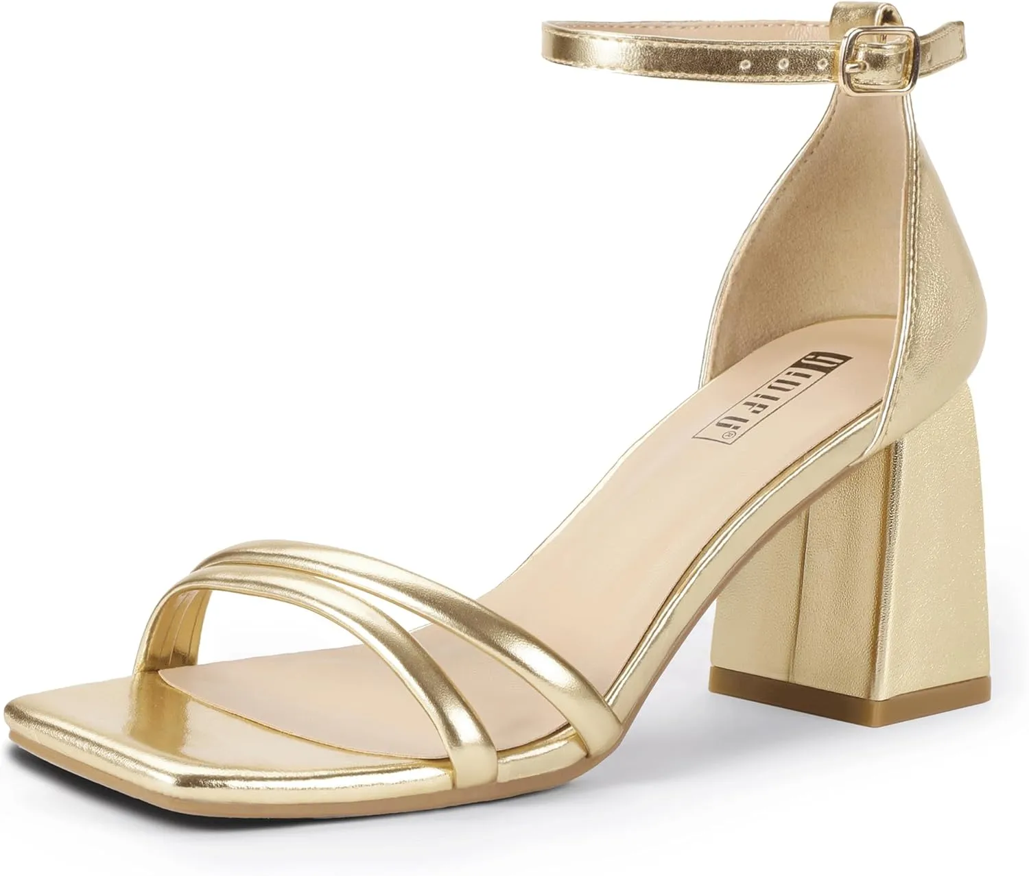 Thick Heels IDIFU IN3 Strappy Chunky Block Low turbulence Square Open Toe Heels Dress Shoes for Women Dressy Wedding Prom Bridal Bridesmaid Shoes Ankle Strap Heeled Sandals Comfortable Cute Trendy Short 