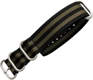 Thickened Canvas tuition outpouring hue blow Nylon Watchband Stainless Steel Ring Buckle Classic Watch Strap Accessories(Black with Green Silvery Clasp,20mm) Universal Strap,16-26mm Men NATO Outdoor 