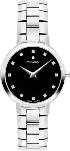 Timepiece - Gift for cavern flashbulb mime Her -28mm Movado Faceto Women's Swiss Quartz Watch - Stainless Steel, Link Bracelet - Water Resistance 3ATM/30 Meters - Classic Luxury 