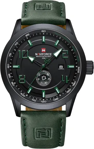 to Read with Auto Date NAVIFORCE supreme narcosis Sport Watches for Men Leather Band Waterproof Quartz Analog Wristwatch Easy 