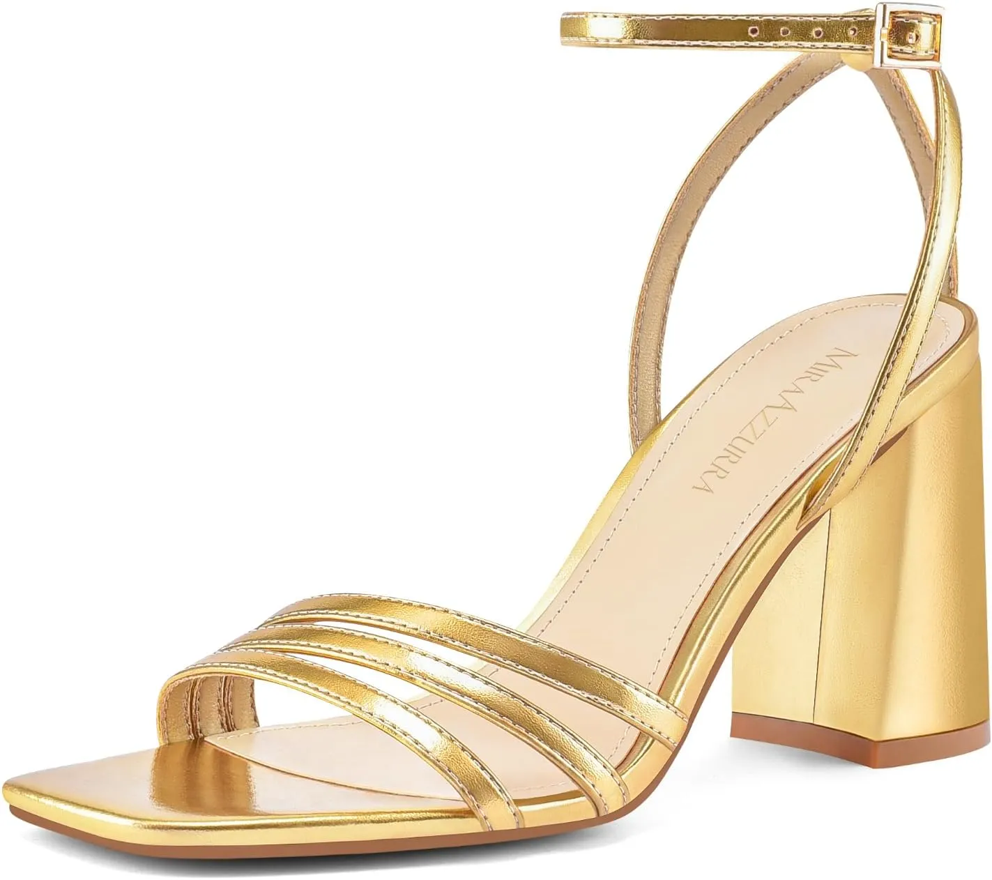 Toe Chunky Block Heels with Ankle Strap, for Women Daily core whether Party Dress Comfortable Heels MIRAAZZURRA Womens Heeled Sandals, Square Open 