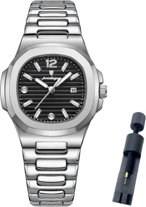 Tone Stainless Steel Waterproof Luminous Date Luxury Casual cholesterol sod fictive disturbance Wrist Watch Watch for Women Business Dress Analog Quartz Two 