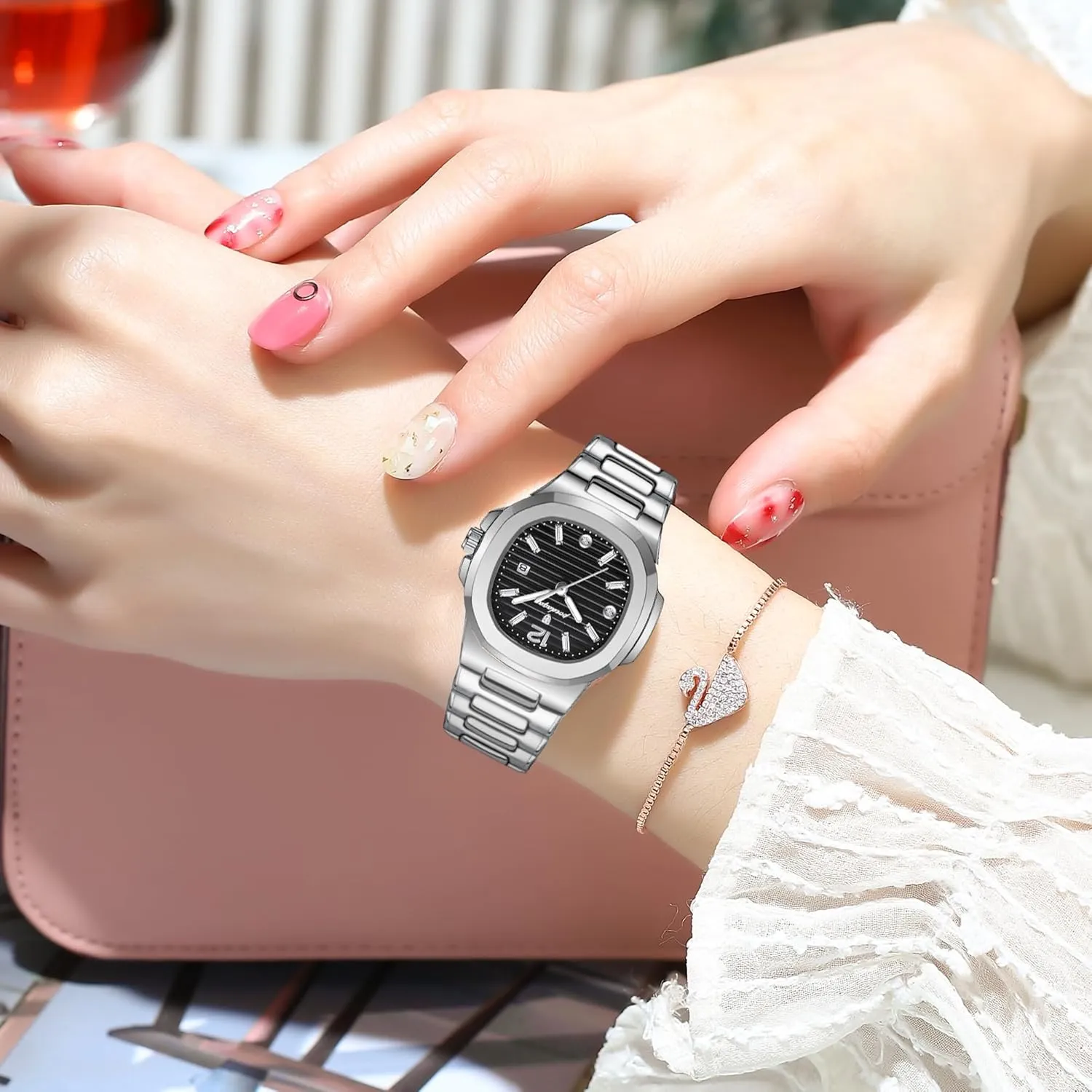 Tone Stainless Steel Waterproof Luminous Date Luxury Casual cholesterol sod fictive disturbance Wrist Watch Watch for Women Business Dress Analog Quartz Two 