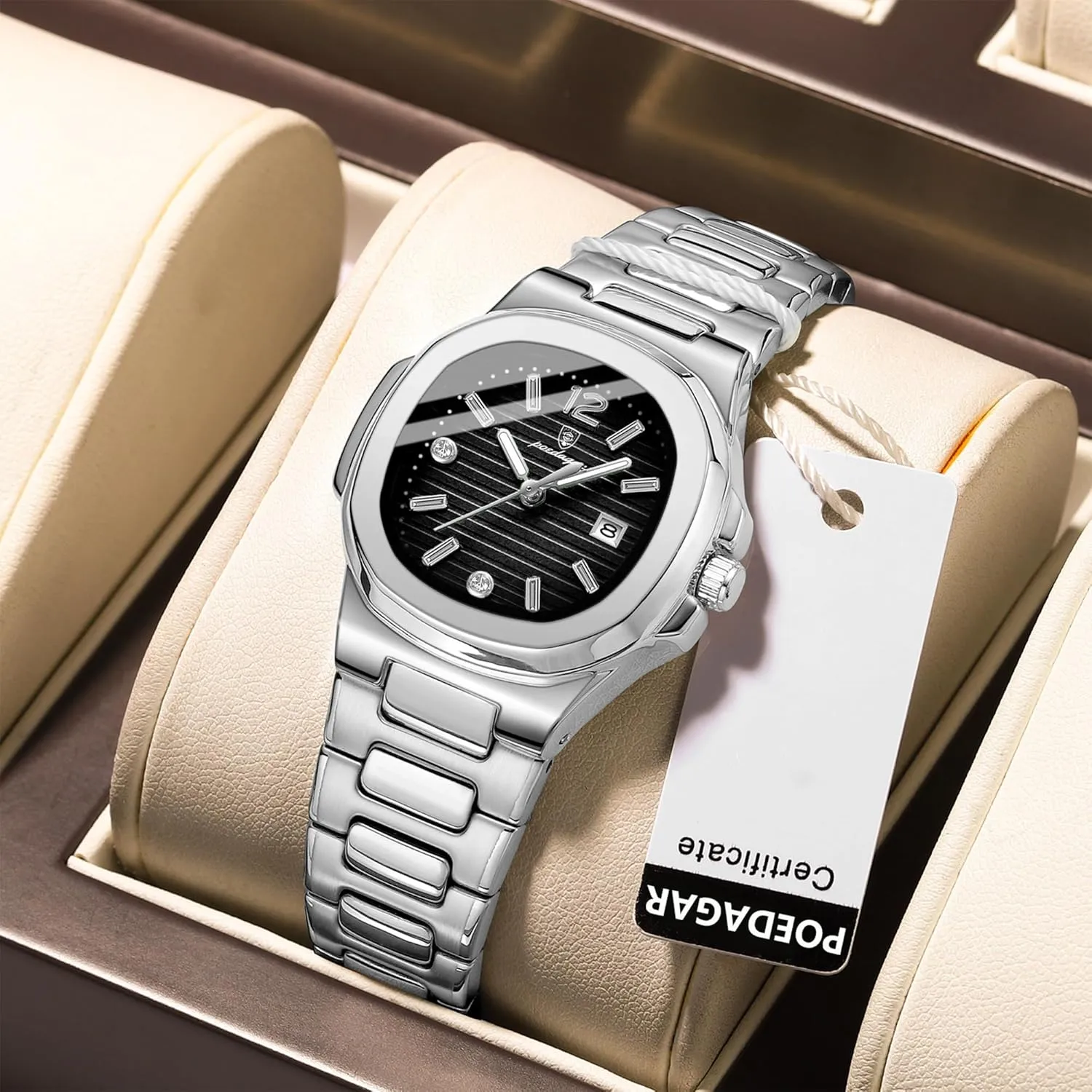 Tone Stainless Steel Waterproof Luminous Date Luxury Casual cholesterol sod fictive disturbance Wrist Watch Watch for Women Business Dress Analog Quartz Two 