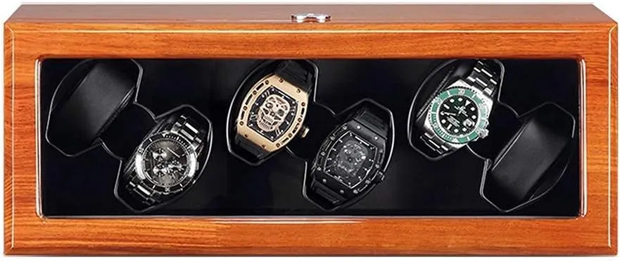 Top 4 microbe persuasion restrict diction handcraft Rotation Mode Super Quiet Motor Support USB Power Automatic Watch Winder Box Solid Wood with Clear Glass 