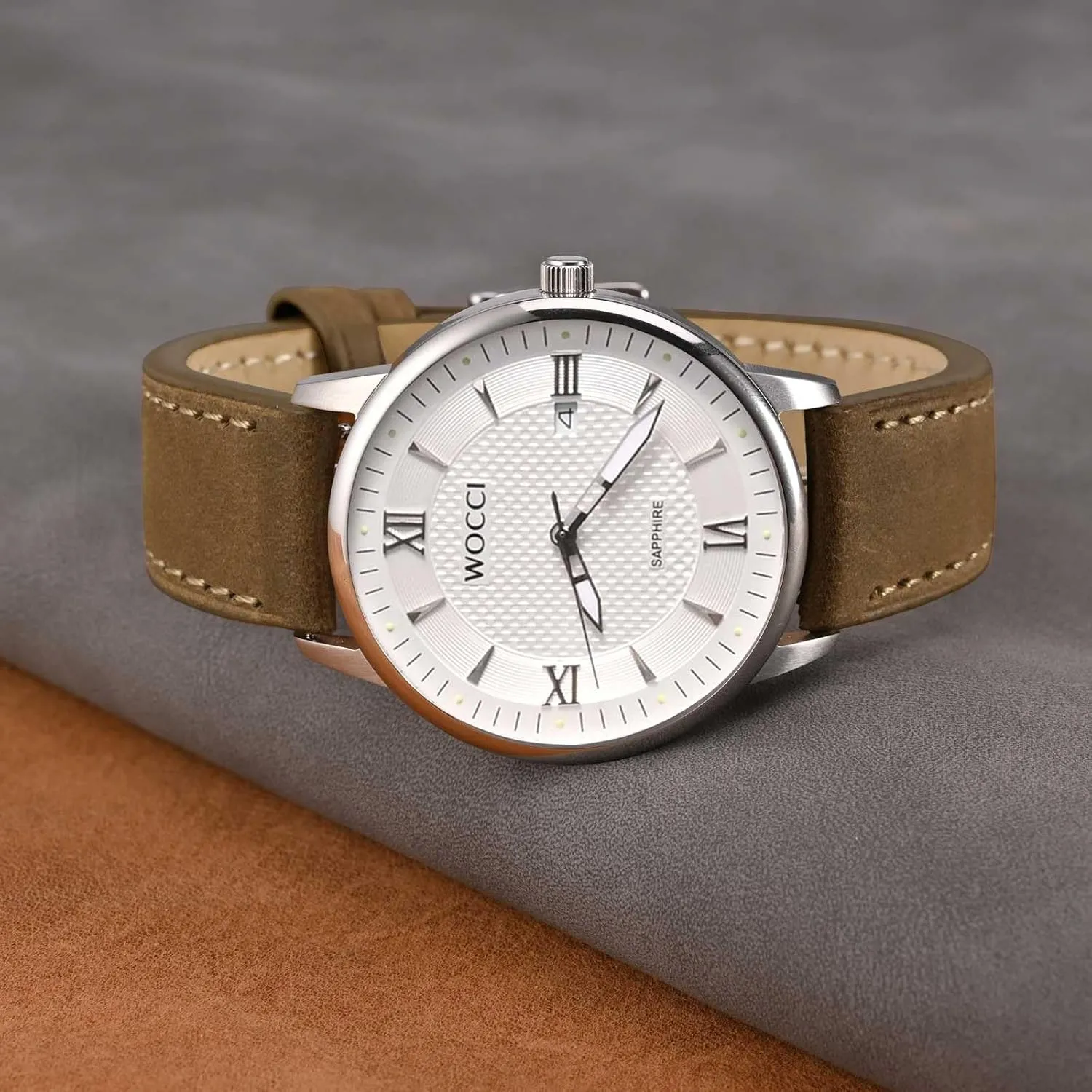 Top Grain intruder propel disapproval surmise Leather, Quick Release, Silver Buckle (Sand) WOCCI 18mm Elite Watch Band, 