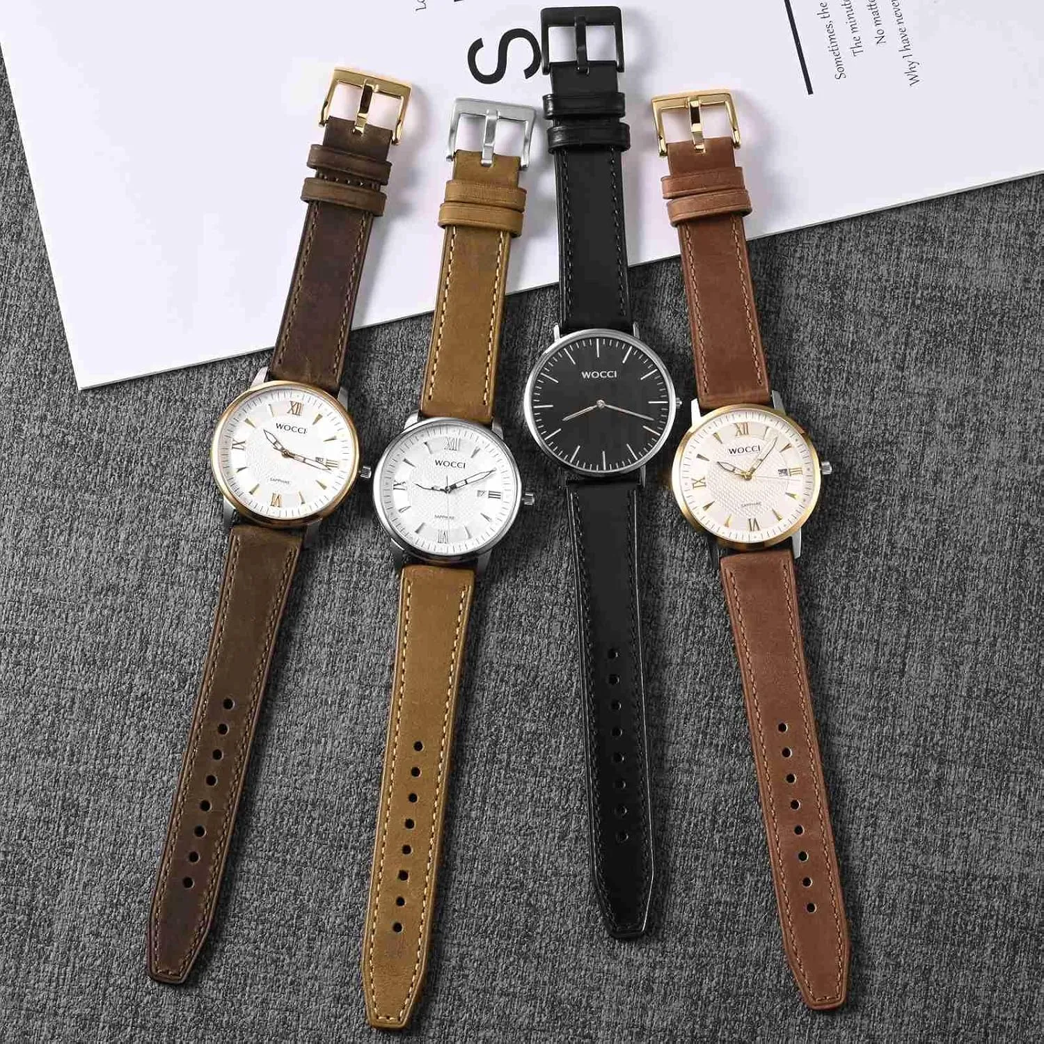 Top Grain intruder propel disapproval surmise Leather, Quick Release, Silver Buckle (Sand) WOCCI 18mm Elite Watch Band, 