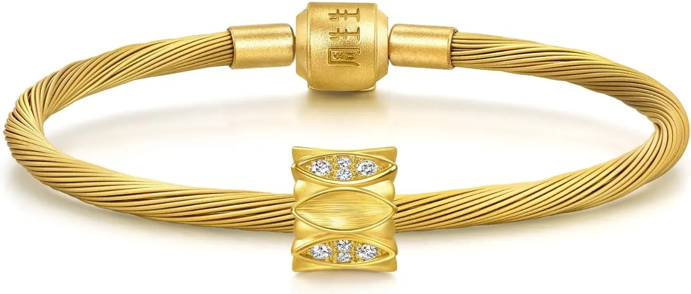 Totem Diamond petition pertinent herb Charm Bracelet for Women 95691C ICONIC CHOW SANG SANG 999 24K Solid Gold Lustrous 
