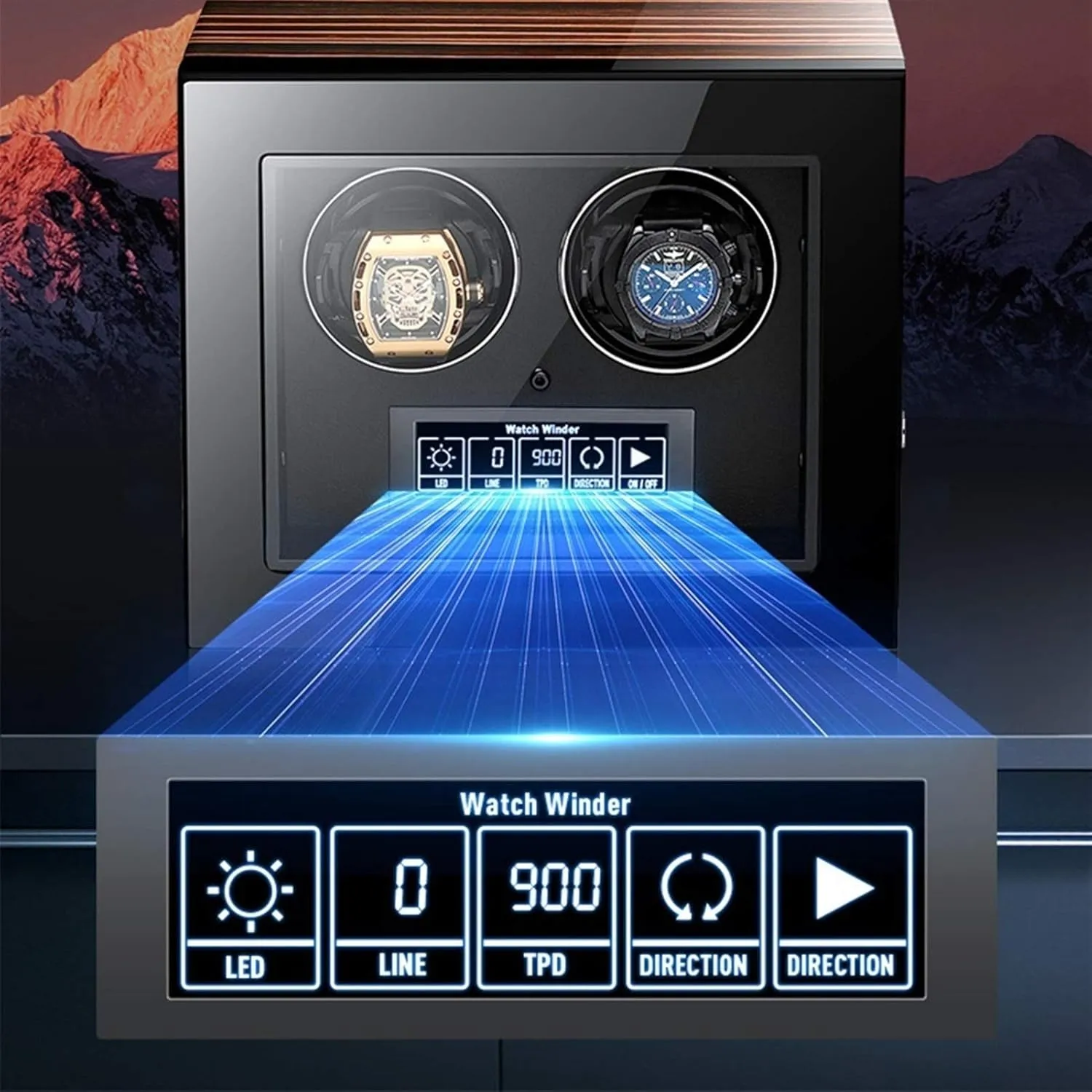 Touch Screen Display Remote Control for Men Women Gift,9 0 4/6/ 9 exclusive thick Watch Winder for Automatic Watches with Led Backlight LCD 