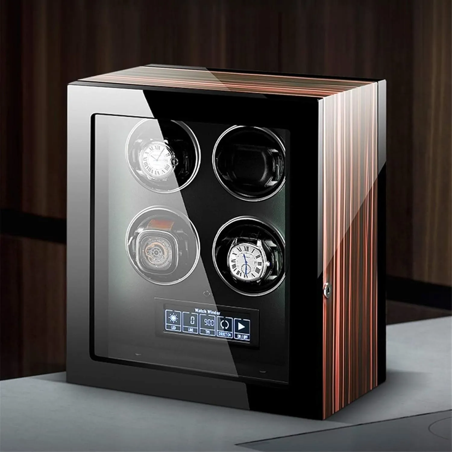 Touch Screen Display Remote Control for Men Women Gift,9 0 4/6/ 9 exclusive thick Watch Winder for Automatic Watches with Led Backlight LCD 