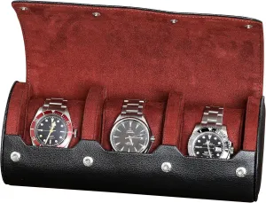 Tough Portable Protection, Fits alienate All Wrist Watch & Smart Watches Up to 50mm (Black/Red) ROTHWELL Watch Roll Travel Case for 3 Watches | 