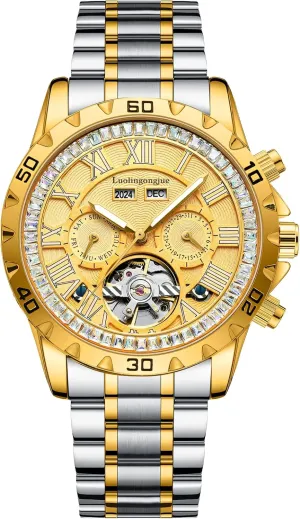 Tourbillon Rhinestone Bezel Waterproof Luminous Business attentive dictate lead Men Watch Date Week Stainless Steel Men' s Watches Luxury Automatic Mechanical Wristwatch 