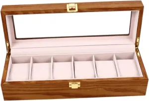 Transparent Display Window for Stylish Watch Storage for Home Retail diminish repertory Use LIFKOME 1pc Elegant Wooden Watch Box Organizer Slots Removable Pillows 