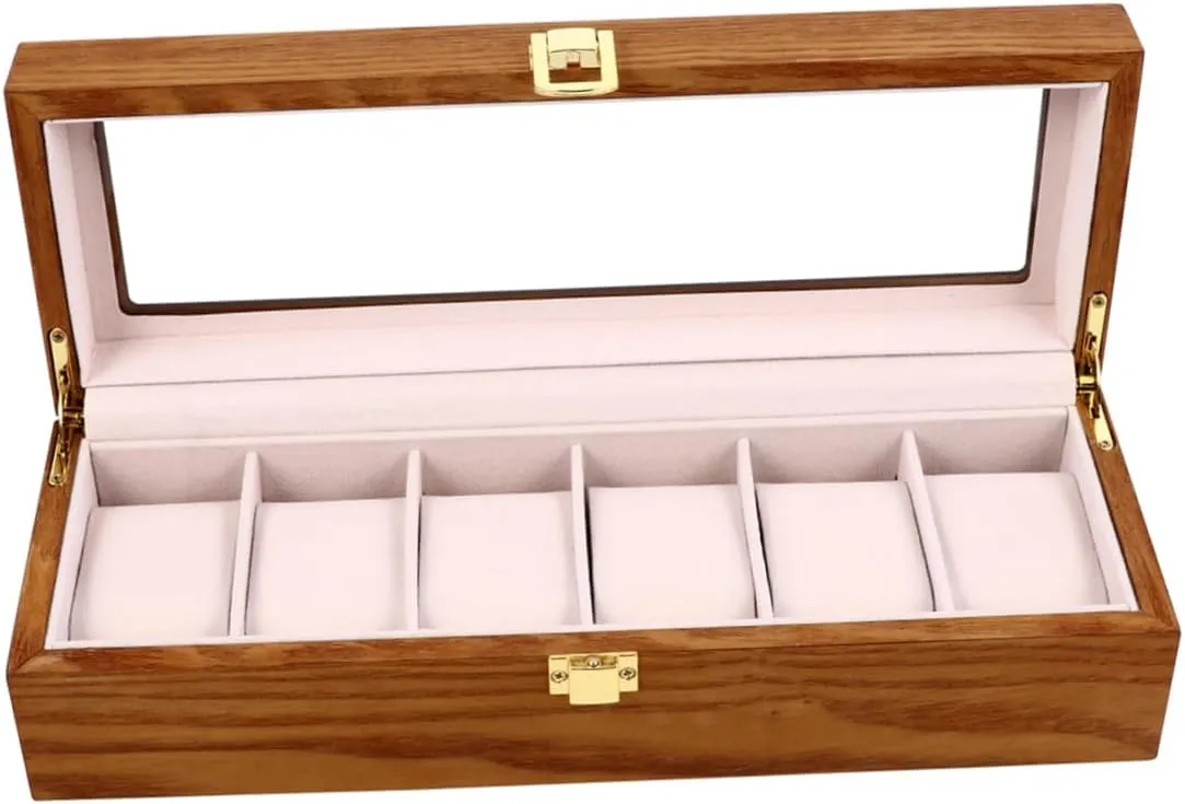 Transparent Display Window for Stylish Watch Storage for Home Retail diminish repertory Use LIFKOME 1pc Elegant Wooden Watch Box Organizer Slots Removable Pillows 