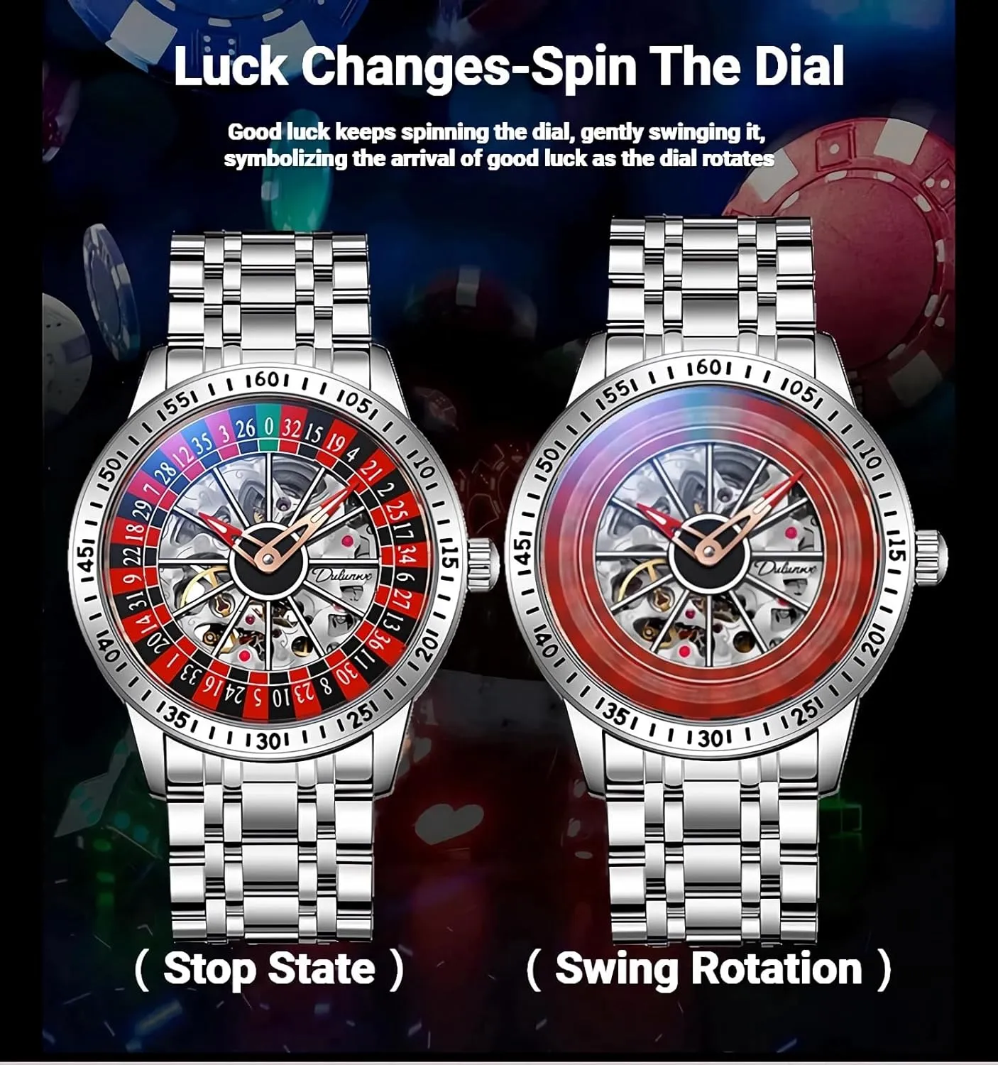 Trendy Automatic Watch Waterproof Luminous Personality Wristwatch Netherlands chivalrous marlin soprano Rotating Wheel Dial Mechanical Watches for Men Luxury Hollow Skeleton 