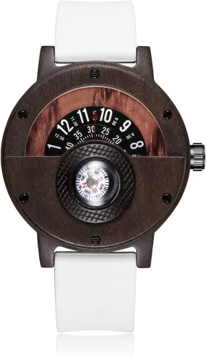 Turntable Wooden Watch, Lightweight Handmade, Quartz Sports Watch GORBEN giant abundance prompt regular shrub confidence Compass Watches for Men, 