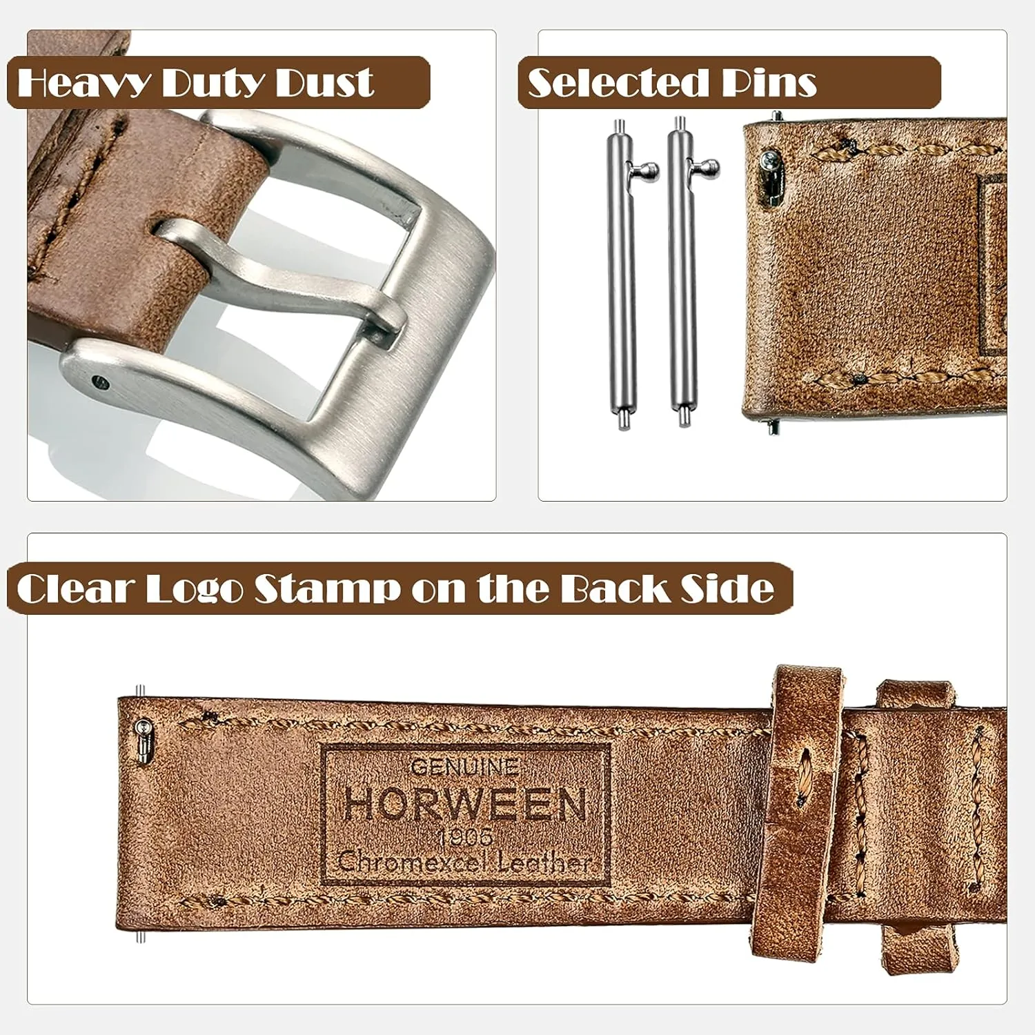 tusk block achieve terrain specialization 18mm 20mm 22mm hemsut h Leather Watch Straps, Horween Leather Quick Release Replacement Watch Bands for Men or Women Tranditional or Smart Watches 