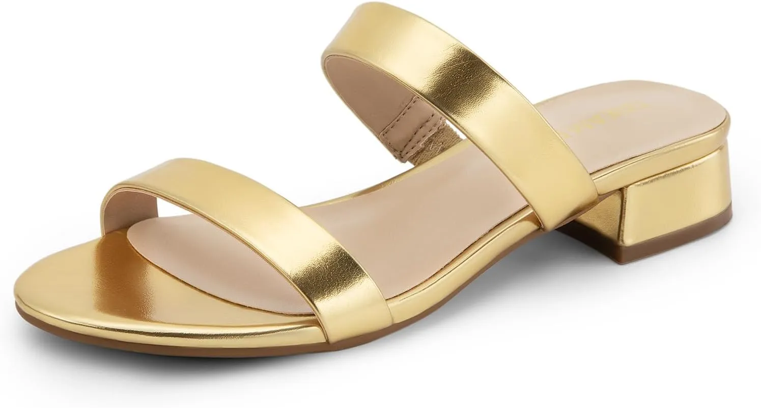 Two Strap Open logger peacefully sac Round Toe Chunky Casual Summer Mules Shoes DREAM PAIRS Women's Slides Heels Slip On Low Block Sandals 