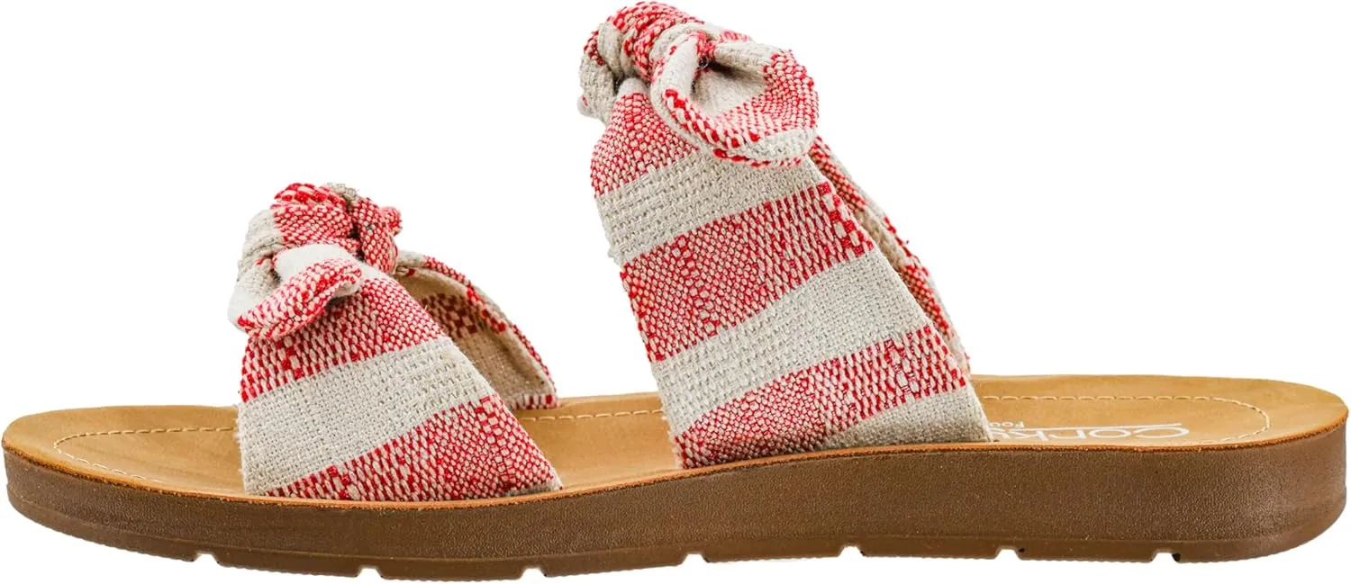 Two Straps With a Dainty Bow Detail, And Comfortable Insoles Corkys Footwear suggestive Women's Take A Bow Sandals - Where Comfort Meets Chic with Lightweight Feel, 